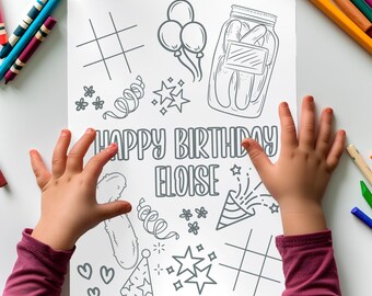 Little Pickle Party Placemat Coloring Activity Sheet Template | 8.5 x 11 | Kind of a Big Dill Party Invite | Corjl Digital Download