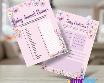 Butterfly Kisses Baby Shower Games Printable | Garden Floral Party Invite | Editable Customizable Template 5x7 | Corjl Digital Download