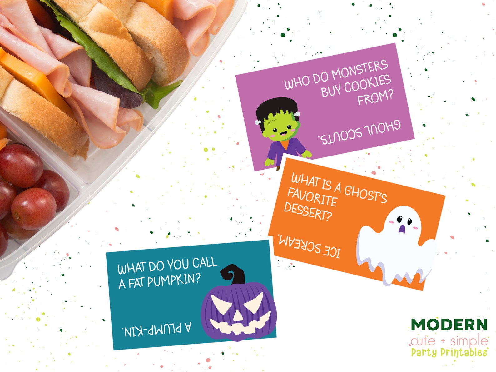 24 Printable Halloween Lunch Box Notes for Kids | Printable Digital ...