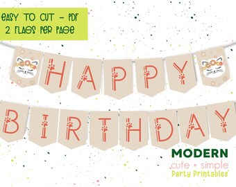 Hippie Cat Birthday Banner | Purr-fect Pawty Birthday | Kitty Cat Invite | Instant Download Digital
