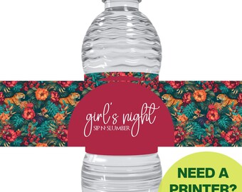 Girls Night Pajama Mama Tiger Water Bottle Label | Slumber Party Sleepover | Editable Template Corjl Digital Download