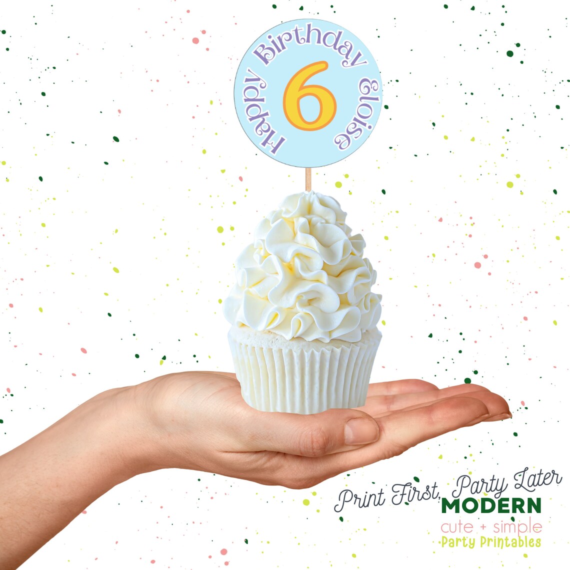 Ric Rac Party Cupcake Toppers Printable | Pastel Cute Zig Zag ...