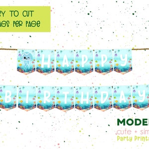 Under the Sea Ocean Birthday Banner | Digital Party Banner | Garland for Party | Instant Printable Digital Download