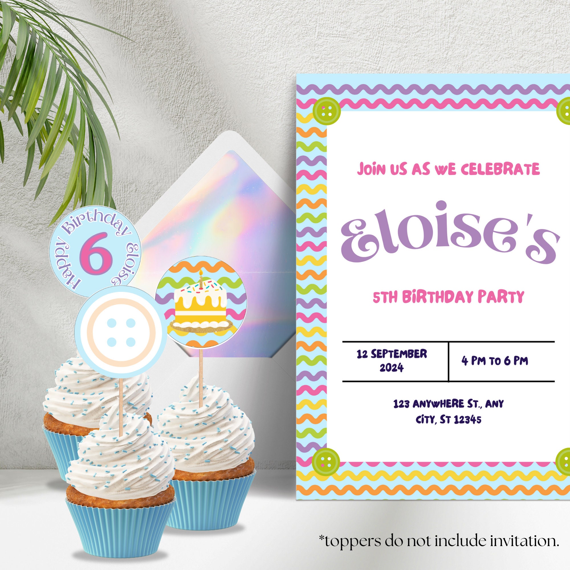Ric Rac Party Cupcake Toppers Printable | Pastel Cute Zig Zag ...