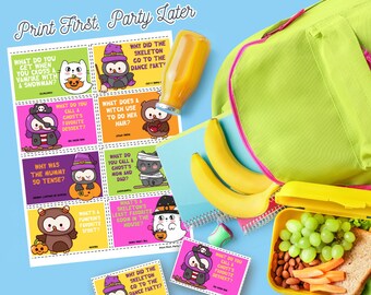 8 Printable Funny Halloween Lunch Box Notes for Kids | Printable Digital Download | Lunch Box Motivational Jokes