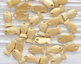 10pc fish charm gold, sea charms, mini fish pendant, earring charm gold, earring charm dangle, necklace bracelet charms, animal charms