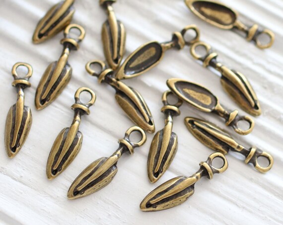 10pc leaf charm, leaf dangles, earring charms, leaf charms for necklaces, antique gold leaf, bracelet charms, mini leaf pendant, tribal leaf