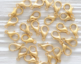 20pc, 12mm lobster clasp gold, lobster claw clasp, gold lobster clasp, labster clasps, labster clasp gold plated, closures, necklace closure