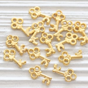 10pc key charm gold, key charms for bracelet, key charm pendant, key dangles, earrings charms, earrings dangle, key metal beads, key beads