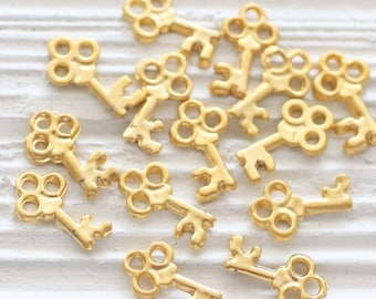 10pc key charm gold, key charms for bracelet, key charm pendant, key dangles, earrings charms, earrings dangle, key metal beads, key beads