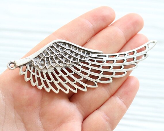Angel wings, large silver wing, fairy wings, filigree wing, silver wings, wing connector, large silver connector, wing pendant