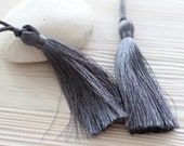 Dark gray silk tassel, long tassel, smoke, purse tassel charm, tassels for jewelry, tassel, grey decorative pillow tassels, mala tassel, N39