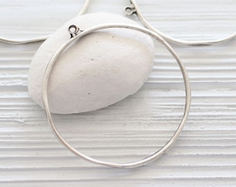 50mm Rhodium Plated Brass Hoop Pendant 1.5mm Wire 3pcs. Ear Hoop Brass Hoop Finding Ring Hoop