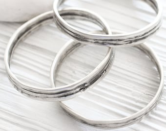 Connettore per ciondolo rotondo in argento grande, connettore per gioielli ad anello, braccialetto in argento, ciondolo focale extra large, cerchio martellato, anello grande, SB1