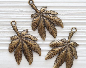 Palm tree pendant, leaf pendant, antique gold palm tree findings, leaves, large leaf pendant, leaf, palm tree leaves, pendant dangle