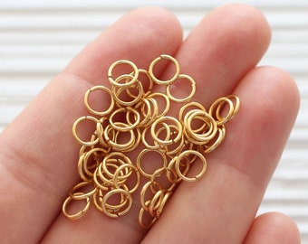 50pc jump rings gold, 6mm open jump rings, 24K gold plated jump rings for jewelry, jump rings for earrings, jump rings open