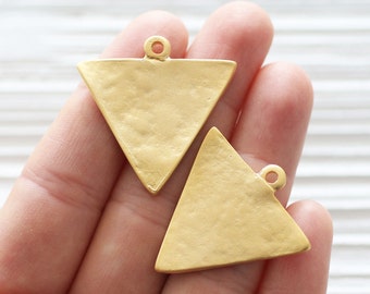-GLD-51 Stamping Tag 6 Pcs 24k Gold Plated Triangle Charms Tiny Necklace Triangle 6x17mm