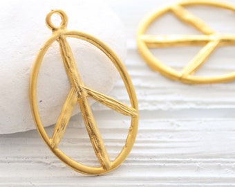 Gold peace pendant, peace, gold peace sign, large gold pendant, large pendants, gold piece sign earrings dangle, piece sign, dangles