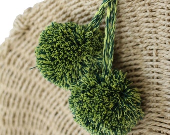 Breloque pompon jaune citron vert, ornements de pompons, pompons décoratifs pour porte-clés sacs paniers sac à main voiture, pompons swag, décor de poignée de porte
