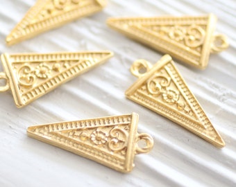 10pc gold tribal charm, gold dagger, mini triangle pendant, earrings dangle, triangle charm, stick charms, large hole spike charm, rustic