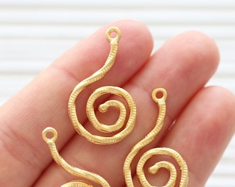2-częściowy spiralny wisiorek, kolczyki wiszące złote, plemienne, zawieszki do kolczyków, złote okrągłe zawieszki, filigranowe zawieszki, zawieszka wisząca, spirala