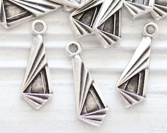 10pc large tribal charms silver, tribal pendant, silver dagger, earrings charms dangle, silver stick charms, rustic, boho, large hole charm