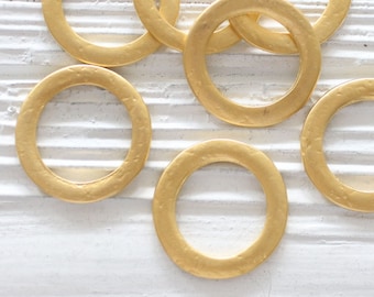 2pc circle pendant gold, ring connector pendant, round jewelry link, hammered necklace connector, earrings hoop, loop pendant, earring charm
