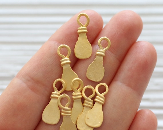 10pc large flat gold charms, gold knot charm, large gold charms, earrings dangle, tribal findings, rustic, boho, large hole beads