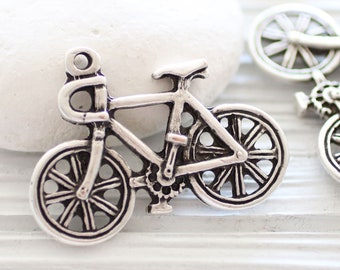 Bicycle pendant silver, bicycle charm, rustic bicycle, bicycle jewelry, old bicycle pendant dangle, silver bike pendant, home decor charm