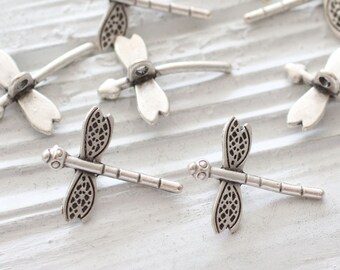 5pc dragonfly charm, earring charms silver, dragonfly, silver charms, animal charms, large necklace charms, just dangles