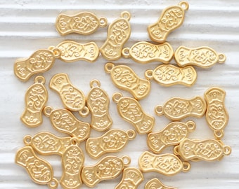 10pc hammered fish gold beads, gold charms, earring charms, dangles, tribal, metal charms gold, charms for necklaces bracelets