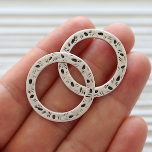2pc jewelry links silver, jewelry connectors, thick necklace link, hammered links, ring pendant charm, loop pendant, circle pendant