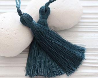 Denim blue silk tassel, navy tassel, mala tassel, tassels for jewelry, navy blue, tassel, midnight blue, decorative tassels, N54