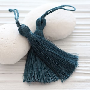 Denim blue silk tassel, navy tassel, mala tassel, tassels for jewelry, navy blue, tassel, midnight blue, decorative tassels, N54