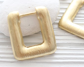 Square pendant gold, rustic pendant, earrings pendant, geometric pendant, textured, hammered metal pendant, large gold pendants