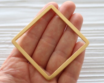 Large matte gold square pendant, cut out pendant, geometric pendant, square,earrings dangles, gold pendants, rustic pendant, modern findings