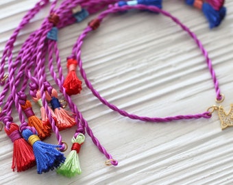 Purple friendship bracelet blank, purple cord bracelet with tassels, DIY cord bracelet blank, semi-ready bracelet, plum string bracelet, N63