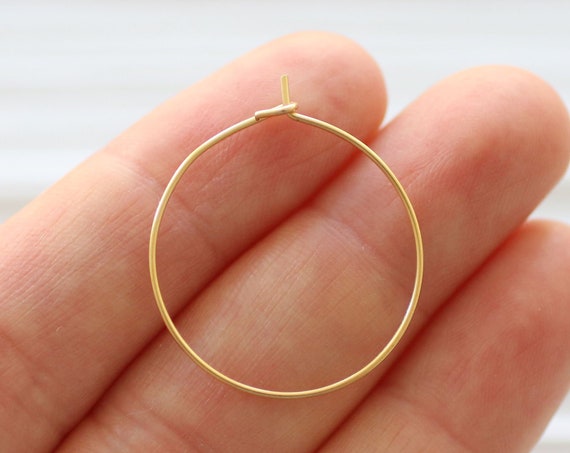 4pc, 24K gold plated earring hoops, earring loops, loop earrings gold, 2 pairs, earrings blanks, large round earring hoop,gold earring wires