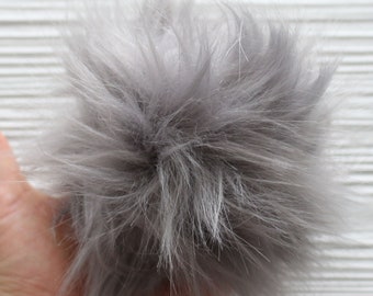 Medium gray pom pom, 5" pom poms for hats keychains purses home decor, beanie pom pom, fur pom poms for craft, large pom pom, N12