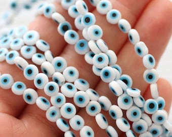 NBEADS 60 stuks 7,5 mm acryl emaille boze oog kralen, 6 kleuren platte ronde ondoorzichtige vergulde boze ogen bedels spacer kralen voor doe-het-zelf halskettingen, armbanden, oorbellen, sieraden NBEADS 60 stuks 7,5 mm acryl emaille boze oog kralen, 6 kleuren platte ronde ondoorzichtige vergulde boze ogen bedels spacer kralen voor doe-het-zelf halskettingen, armbanden, oorbellen, sieraden
