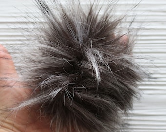 Gray melange faux fur pom pom, 5" pom poms for hats keychains purses nursery home decor, beanie pom pom, crafts pom poms, large pom pom, N13