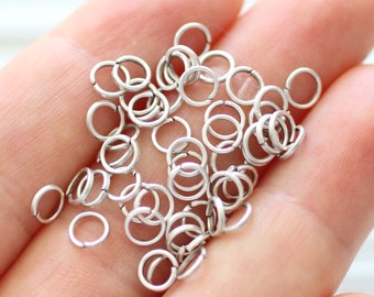 50, 100, 200pc jump rings silver, 5mm open jump rings, silver plated jump rings for jewelry, jump rings for earrings necklace, open links