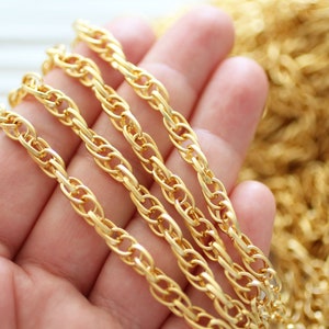 3.3 feet 7mm cable chain, 24K gold plated cable chain, gold chain, matte gold large link chain, necklace chain, bracelet jewelry chain, LC3 image 1