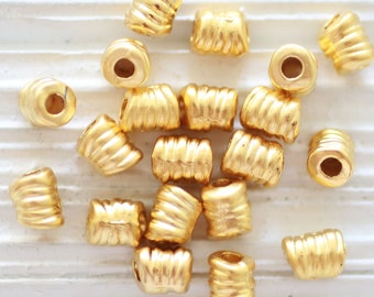 10pc matte gold tube beads, heishi beads, gold rondelle, heishi gold, metal spacer beads, rondelle beads, large hole beads, bead spacers