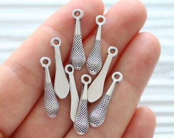 10pc teardrop charm silver, tear drop beads, tribal charms silver, dangle charms, bracelet earring charms, tear drop charms, necklace dangle