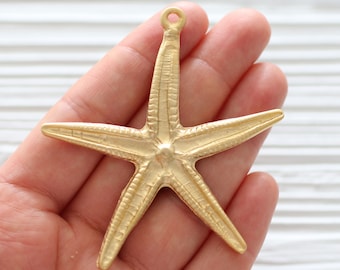 Starfish pendant, large starfish, large pendants, large starfish pendant gold, sea pendant, hammered pendant, large star pendant gold, L