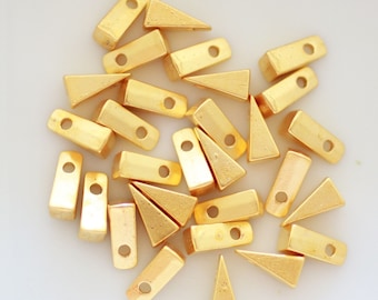 10pc gold spike beads, dagger charms, earring charms, spikes, gold metal charms, gold beads, bracelet charms, tiny beads, rustic, dagger