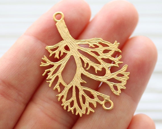 Leaf branch connector pendant, filigree tree leaf pendant, tree connector, filigree leaf, filigree pendant, filigree earrings charm