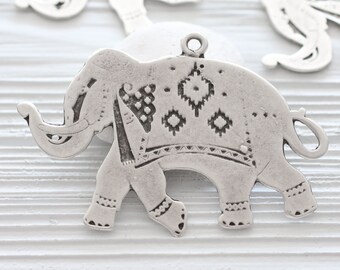 Elephant pendant silver, silver elephant, tribal elephant pendant, large big pendant, animal pendant, elephant, elephant necklace findings