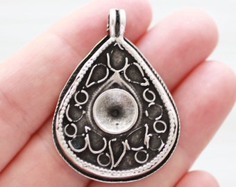 Drop pendant silver, teardrop pendant, hammered metal, textured rustic jewelry findings, large teardrop focal piece, charm
